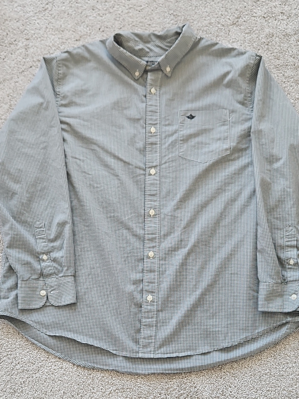 Dockers Men's Button-Down Shirt in Olive and Gray Micro-Check